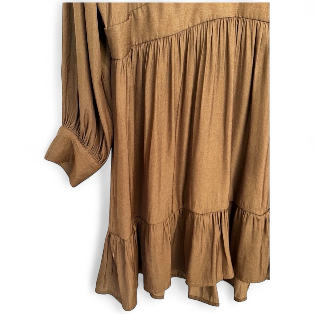 NWT Banana Republic Fit & Flare Tiered Dress Brown Long Sleeve Size 14 - Picture 9 of 13